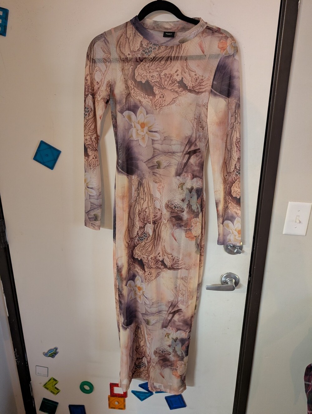 Sheer Long Sleeve Floral Maxi Dress.